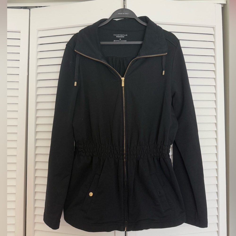 Black Charter Club Zip Up Jacket